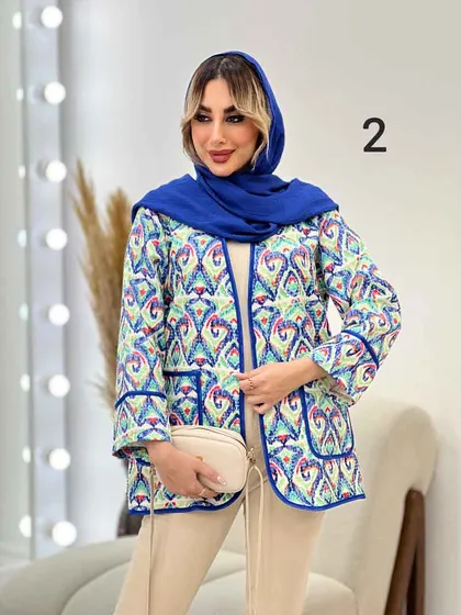 مانتو طرح دار نوار دوزی دو جیب