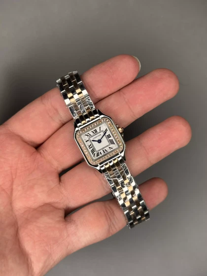 ساعت مچی کارتیه پنتر سیلور رزگلد دورنگین Cartier Panthere