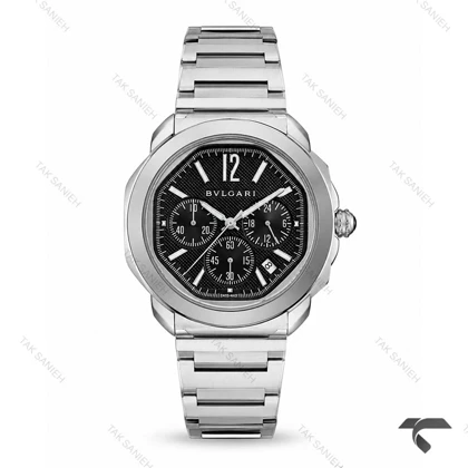 ساعت بولگاری Octo Roma اوکتا روما مردانه کورنوگراف سیلور مشکی Bvlgari-10625-G
