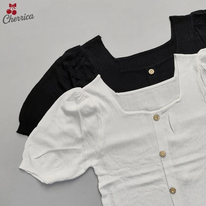 بلوز آستین کوتاه جلو دکمه نما کد 3