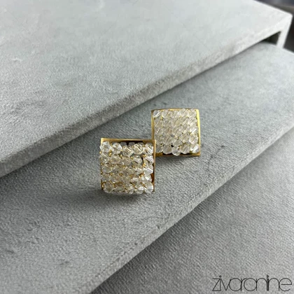 گوشواره زنانه مدل مکعبی نگین کریستالی 20374