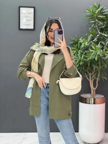 مانتو کتی لینن جیب کج