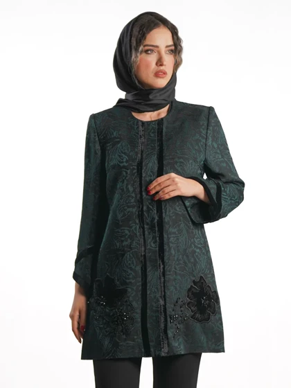 مانتو ژاکارد یقه‌گرد کد 8202