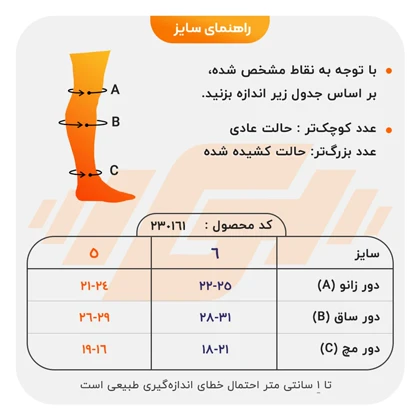 جوراب واریس بالای زانو پین مد مدل 7080 بسته دو عددی