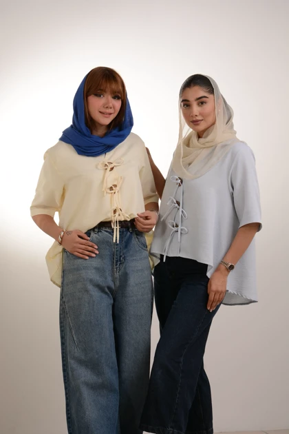 شومیز یقه شکاری دکمه بامبو
