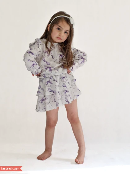 پیراهن سفید طرح پاپیون