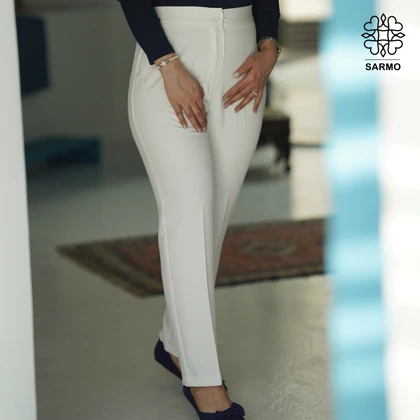 شلوار زنانه سفید مدل راسته