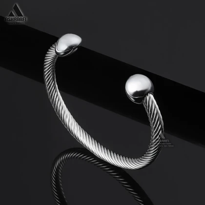 دستبند مردانه نقره ای Bangle Bracelet S11