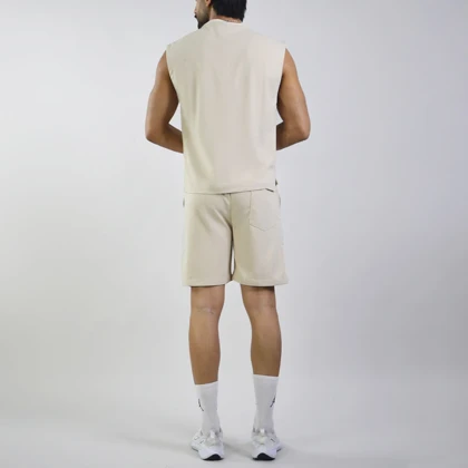 ست رکابی و شلوارک اسپرت بیسیک مدل GF-8301 کرم