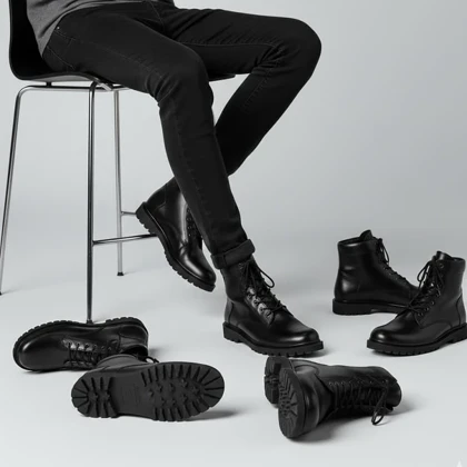 نیم بوت مردانه زیپی مدل Bershka -مشکی ویژه