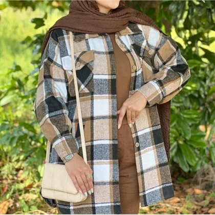 شکت زنانه پاییزه چهارخونه پشمی