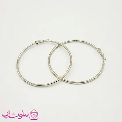 گوشواره حلقه‌ای بزرگ ساده ژوپینگ سیلور