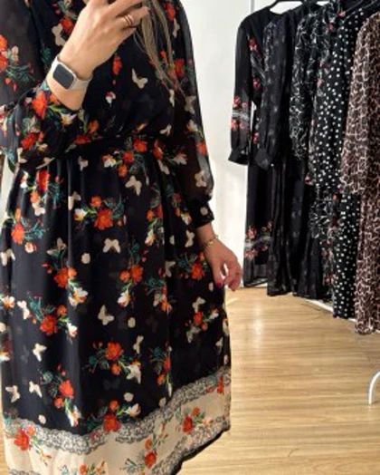 پیراهن حریر سرمه سری 18