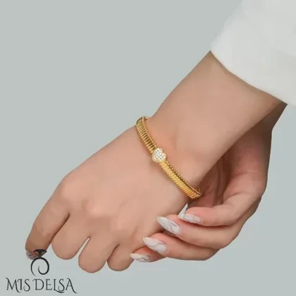 دستبند النگویی طرح قلب نگین‌دار ysx