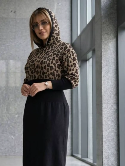 کفتان بافت ساعت شنی پلنگی مدل ماهوین کد 40224