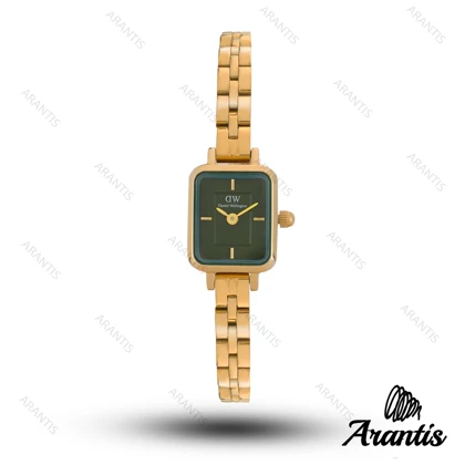 ساعت دنیل ولینگتون زنانه مینی Quadro طلایی صفحه سبز w-10834