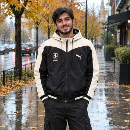 کاپشن مشکی کرم مردانه مدل Ferrari