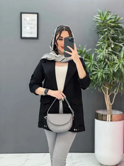 مانتو لینن آستین پاگن دو جیب