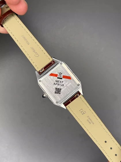 ساعت مچی کارتیه دومونت بند چرمی قهوه ای قاب استیل Cartier