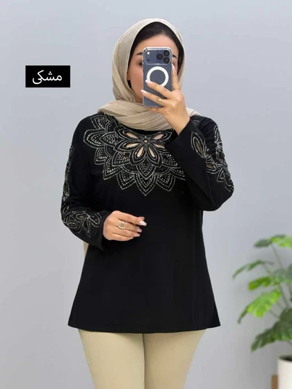 بلوز یقه گرد ویسکوز نیسا کد 205631