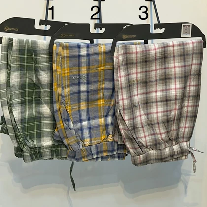 شلوارک چهار خانه نخی مردانه / سایز XL