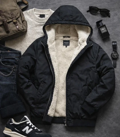 کاپشن مردانه مشکی داخل تمام خز مدل adidas-مشکی