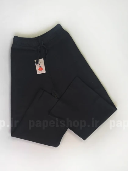 شلوار مشکی بافت واید لگ ساده