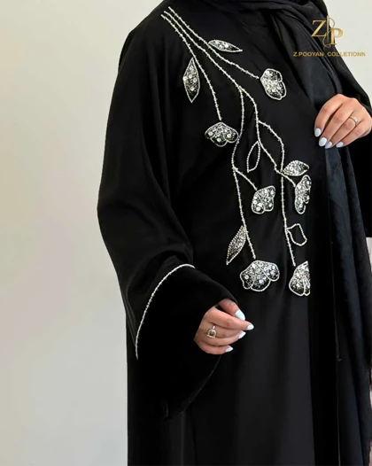 مانتو عبایی مجلسی مشکی آلاله