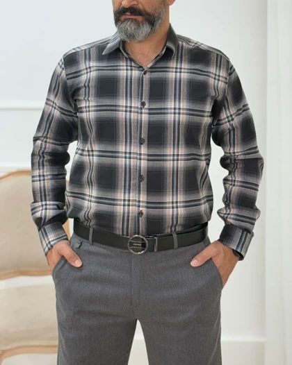 پیراهن چهارخانه آستین بلند مردانه کد 1665
