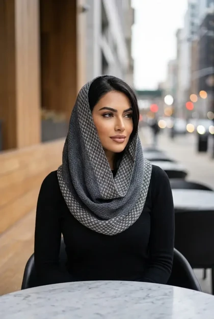 شال بافت زنانه رینگی حاشیه‌دار | ترند زمستانی شالی‌بگ