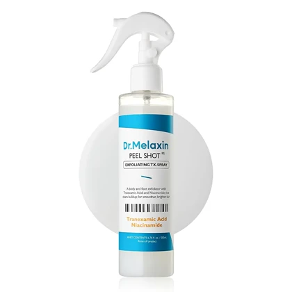 اسپری پیل شات لایه‌بردار و روشن‌کننده دکتر ملاکسین Dr.Melaxin مدل EXFOLIATING TX-SPRAY