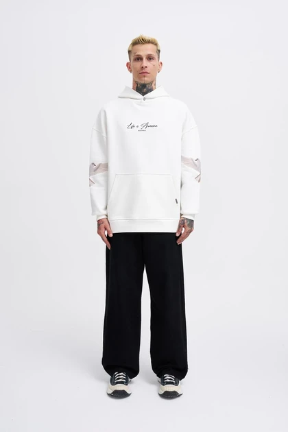 پرندگان مرد دو گلدوزی Ekru Hoodie M3552