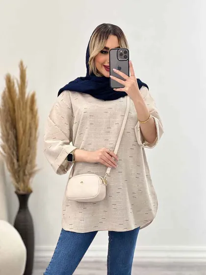 مانتو لینن نچرال یقه چاک