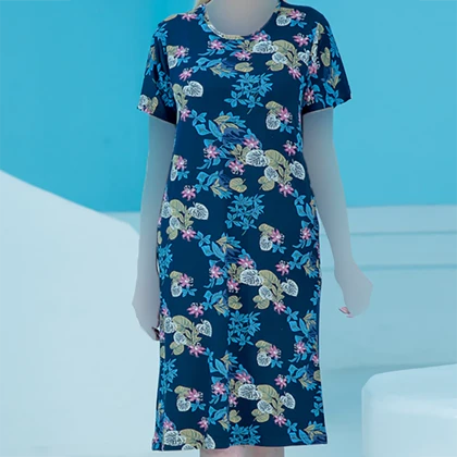 پیراهن آستین کوتاه یقه گرد چاپدار بلکس (نیکوتن پوش) کد 15426