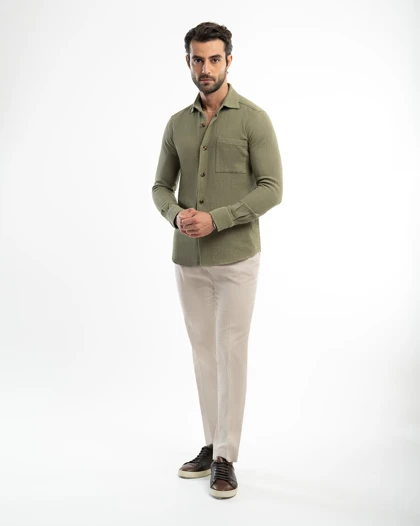 ام کی کالکشن پیراهن آستین بلند mk-23272-olive