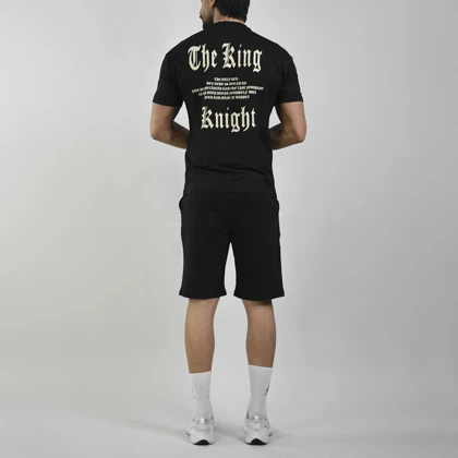 ست تیشرت و شلوارک اسپرت شنگلی مدل T107 مشکی