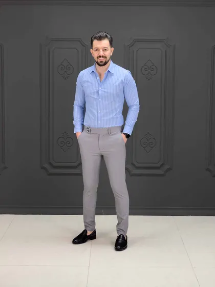 پیراهن راه راه 030113 آبی
