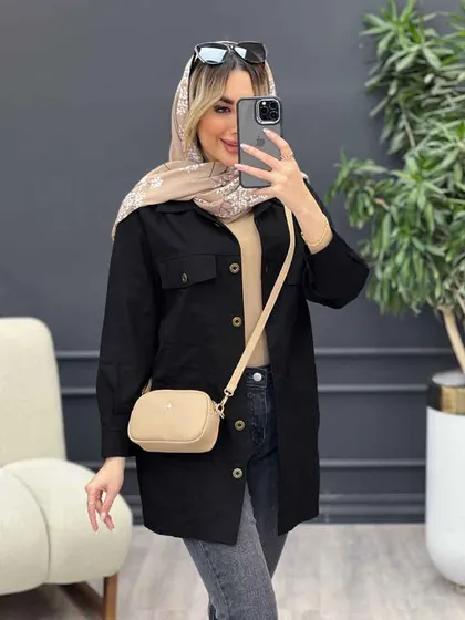 مانتو لینن چهار جیب برش‌دار