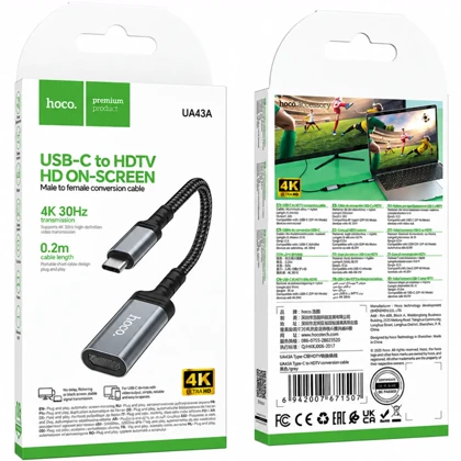 کابل تبدیل تایپ سی به HDMI هوکو Hoco مدل UA43A با پشتیبانی 4K