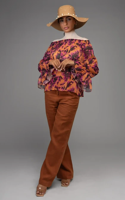 بلوز گل‌دار زنانه مجلسی NEVADO