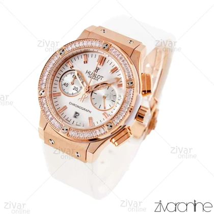 ساعت هابلوت زنانه کلاسیک فیوژن سفید رزگلد دور نگین 102917