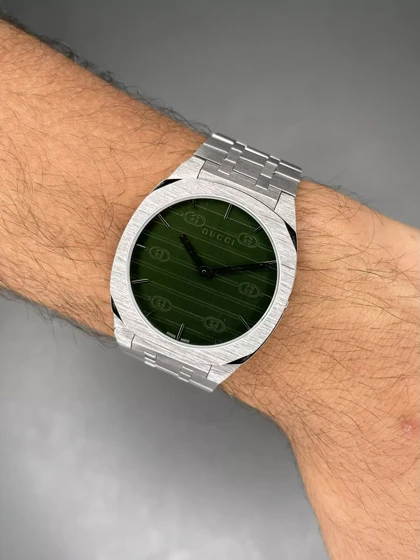 ساعت مچی گوچی بند سیلور صفحه سبز Gucci