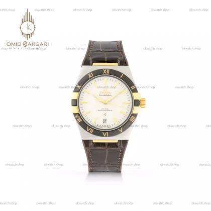 ساعت مچی امگا کانستلیشن بند قهوه ای صفحه سفید Omega Constellation