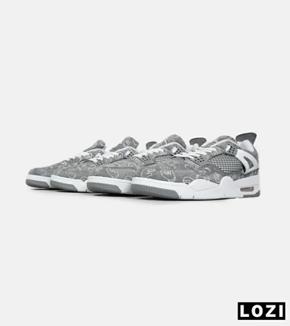 کفش کتانی ساق‌دار مردانه و زنانه طوسی Jordan 4 x Kaws