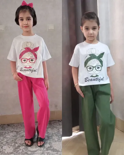 کراپ شلوار دختر مو گوجه ای