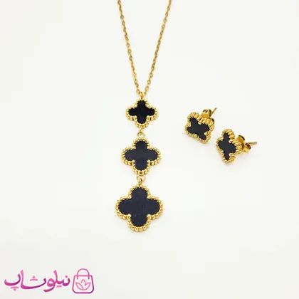 ست گوشواره و گردنبند دخترانه ونکلیف مشکی