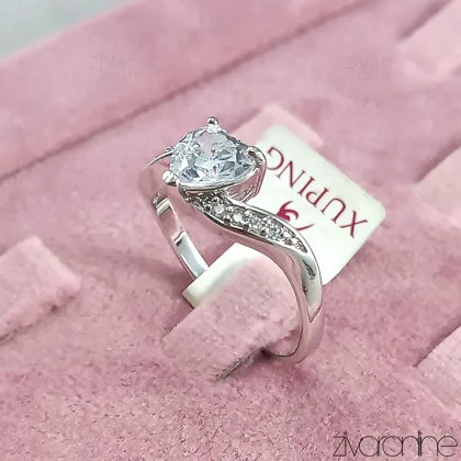 انگشتر جواهری تک نگین مدل قلب ژوپینگ 30090