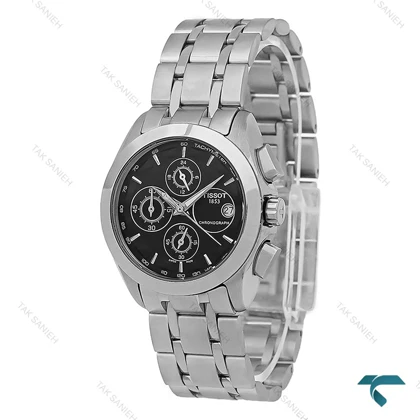 ساعت تیسوت زنانه کورنوگراف استیل صفحه مشکی Tissot-8278-L