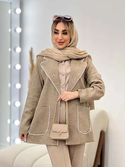 مانتو ژاکارد دو جیب مروارید