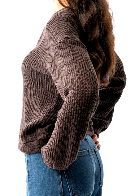 تیشرت آستین بلند بافت یقه هفت زنانه